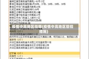 疫情中高地区指哪(疫情中高地区管控措施)