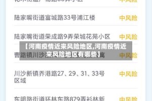 【河南疫情近来风险地区,河南疫情近来风险地区有哪些】