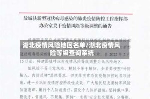 湖北疫情风险地区名单/湖北疫情风险等级查询系统