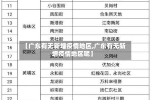 【广东有无新增疫情地区,广东有无新增疫情地区呢】