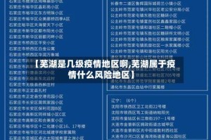 【芜湖是几级疫情地区啊,芜湖属于疫情什么风险地区】