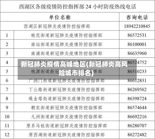 新冠肺炎疫情高峰地区(新冠肺炎高风险城市排名)-第1张图片