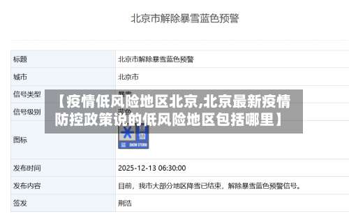 【疫情低风险地区北京,北京最新疫情防控政策说的低风险地区包括哪里】-第1张图片