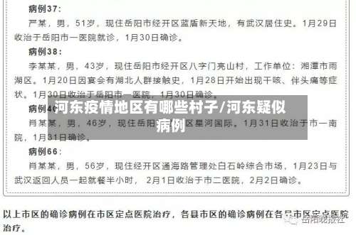 河东疫情地区有哪些村子/河东疑似病例-第1张图片